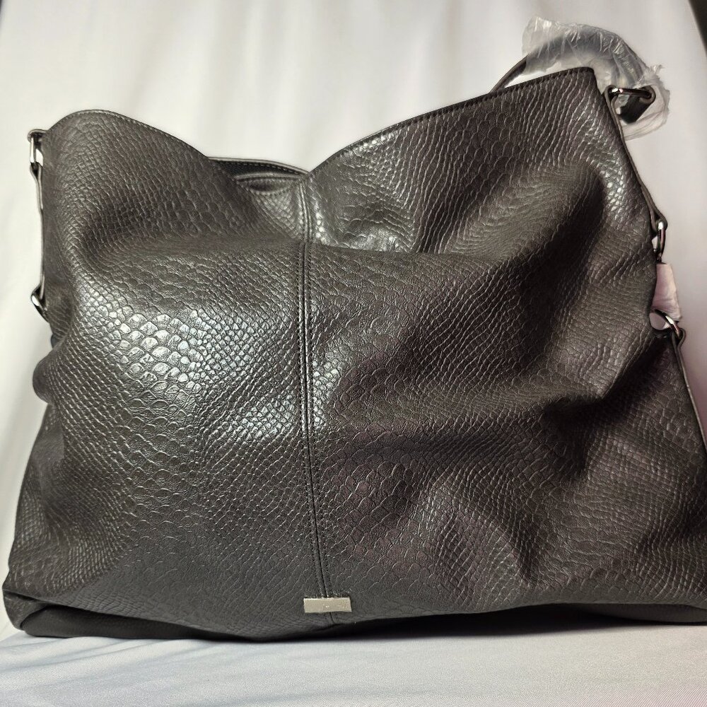 Jewell by Thirty-One City Charcoal Snakeskin Hobo Bag | Large Vegan Leather